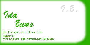 ida bums business card